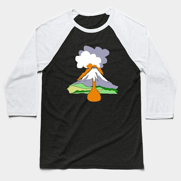 Mt. Volcano Baseball T-Shirt by louweasely